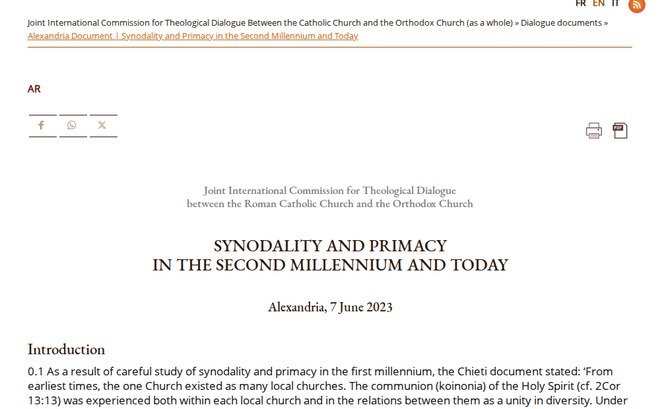 Title page of the Alexandria Document on the Dicastery website
